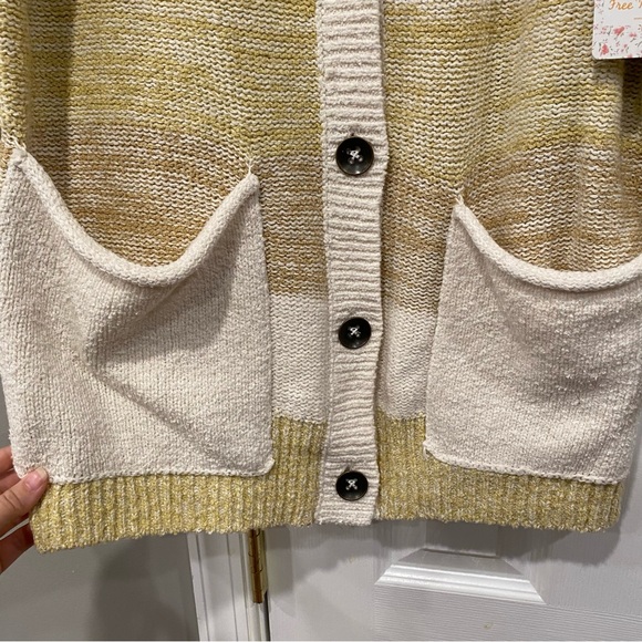 Free People Southport Beach Cardigan Sweater Button Knit Grains Combo Small NWT - Picture 6 of 13